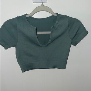 Green Ribbed Women's Top